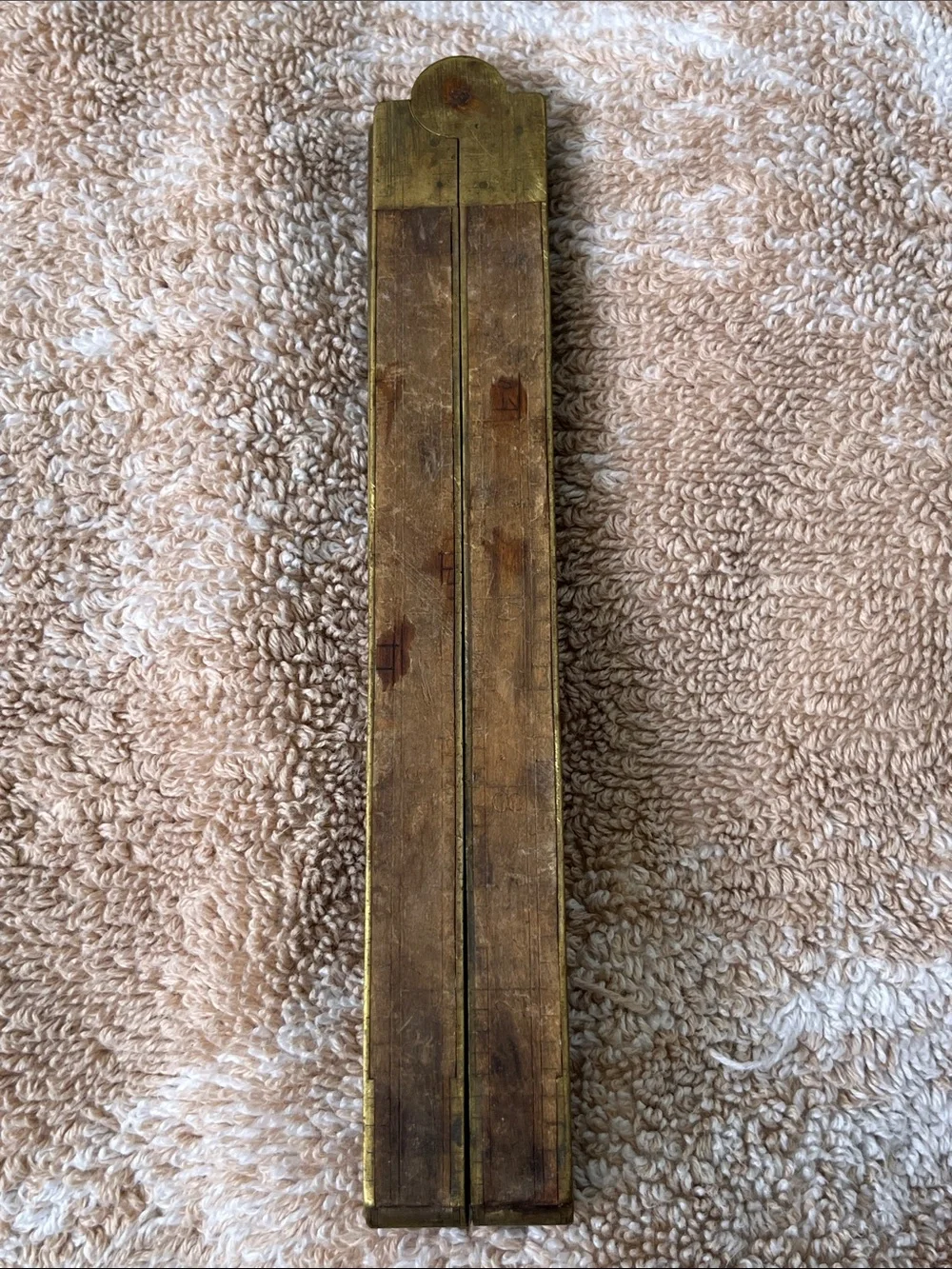 Classic Folding Brass Ruler in Brown – Compact Home Office Tool